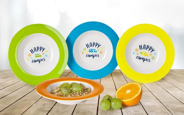 Berger Happy Camper Melamin Suppenteller-Set 4tlg. 3 Berger Happy Camper Melamin Suppenteller-Set 4tlg.