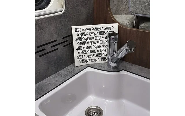 Pufz Schwedisches Geschirrtuch Wohnwagen Muster Lila 7 Pufz Schwedisches Geschirrtuch Wohnwagen Muster Lila – Bild 5