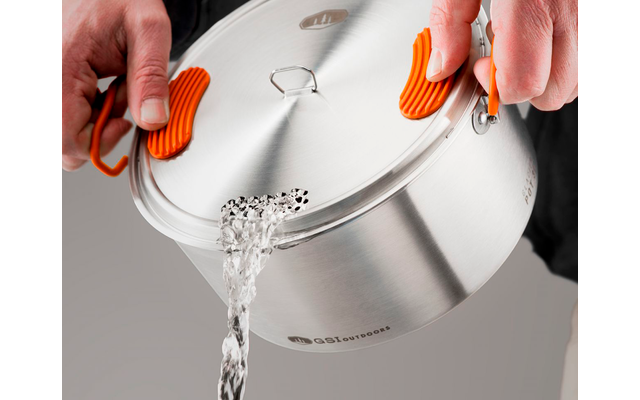 GSI Stainless Base Camper Medium Kochset 6 Teilig 2 Töpfe 2 / 3 Liter Bratpfanne 22,8 Cm 5 GSI Stainless Base Camper Medium Kochset 6 Teilig 2 Töpfe 2 / 3 Liter Bratpfanne 22,8 Cm – Bild 3