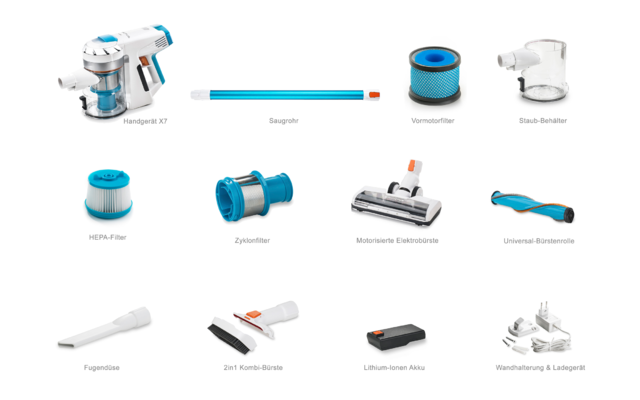 Invictus X7 Akkustaubsauger Set 14 Teilig Türkis / Weiß 5 Invictus X7 Akkustaubsauger Set 14 Teilig Türkis / Weiß – Bild 3